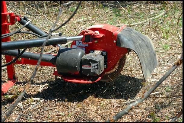 After dropping the 40 trees and cutting them into firewood lengths we then ground all of the stumps. This took about 4 hours with the McCormick by Woods stump grinder.