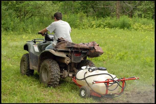 I helped Matt mix the Glyfo and adjust the sprayer. Then I sent him off to Field 1 to kill off the vegetation.